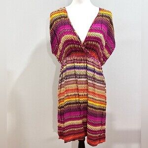 Mlle Gabrielle bright colors abstract print dress size large